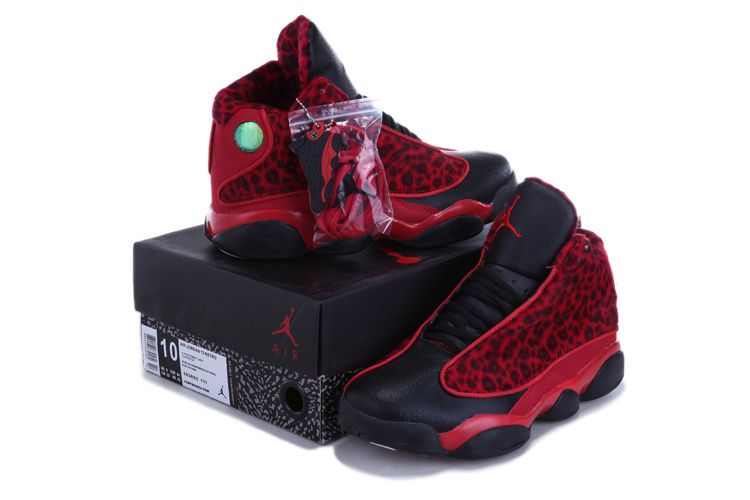 New Air Jordan 13 Leopard Print Black Red Shoes