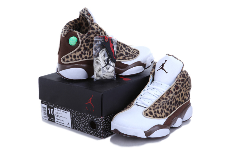 New Air Jordan 13 Leopard Print White Coffe Shoes