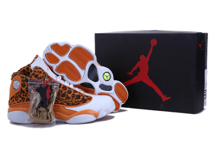 New Air Jordan 13 Leopard Print White Yellow Shoes - Click Image to Close