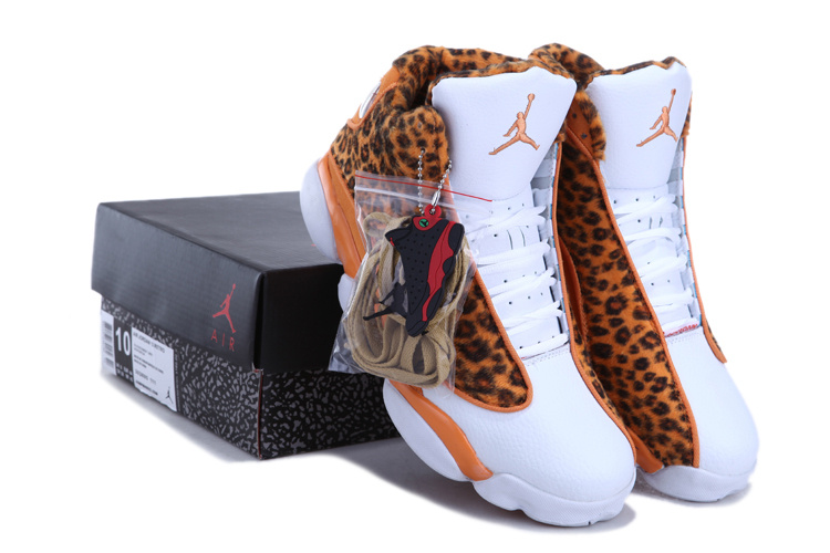 New Air Jordan 13 Leopard Print White Yellow Shoes