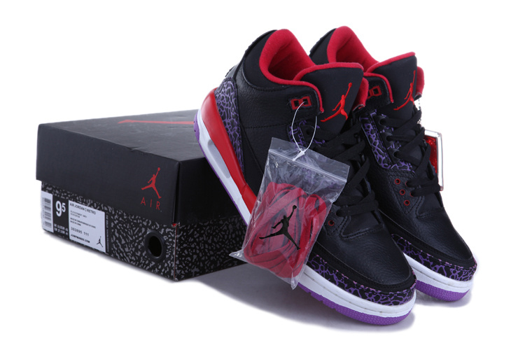 2013 Air Jordan Retro 3 Black Red White Shoes