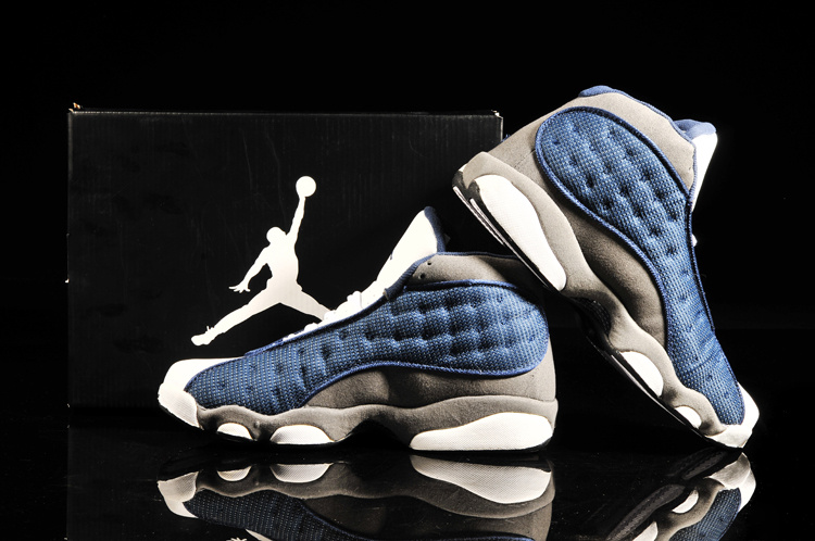 2013 Air Jordan 13 White Blue Grey Shoes - Click Image to Close