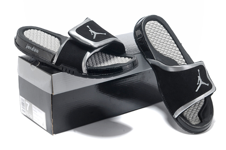2013 Jordan Hydro 2 Black Silver Slipper - Click Image to Close