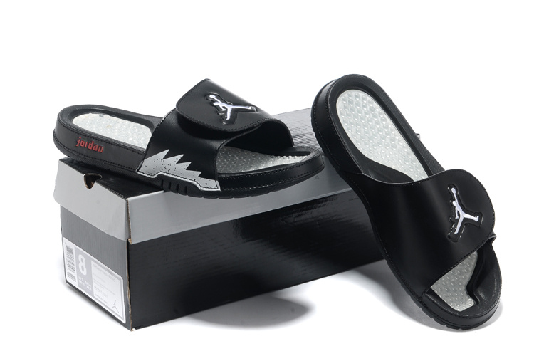 2013 Jordan Hydro 5 Black White Slipper.jpg - Click Image to Close