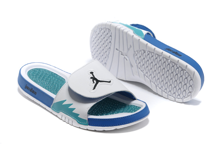 2013 Jordan Hydro 5 White Blue Slipper