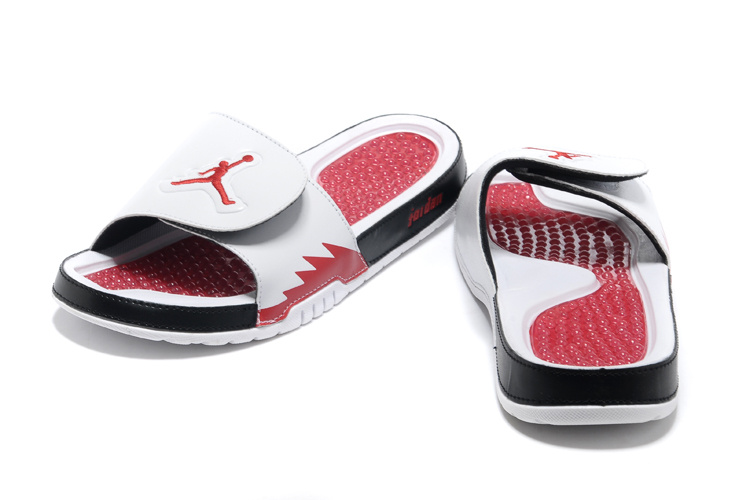 2013 Jordan Hydro 5 White Red Black Slipper