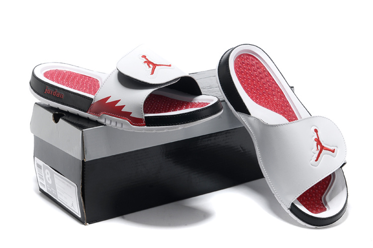 2013 Jordan Hydro 5 White Red Black Slipper