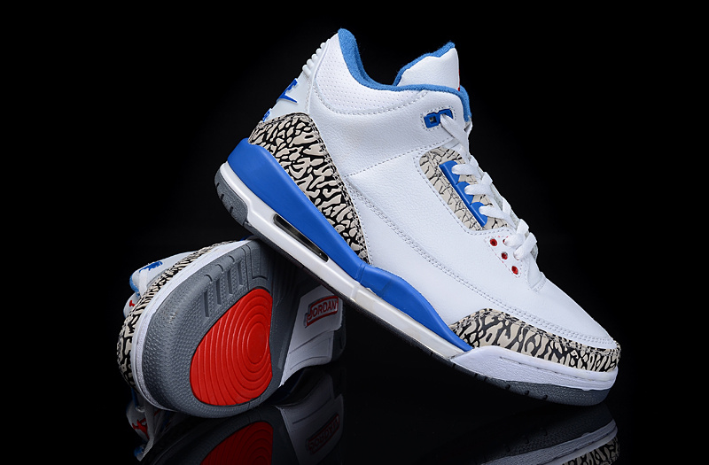 New Arrival Air Jordan 3 White Blue Shoes - Click Image to Close