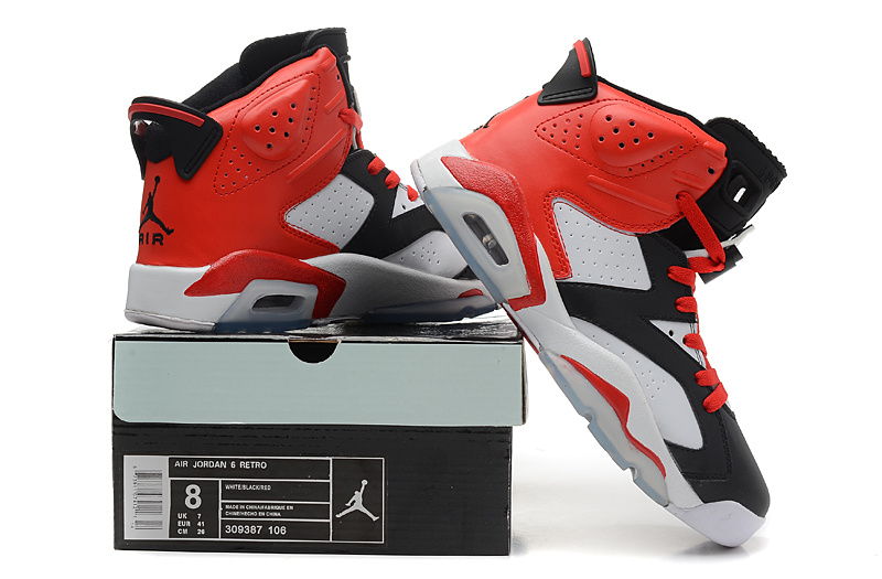 2014 Air Jordan 6 Retro Black Red White Shoes - Click Image to Close