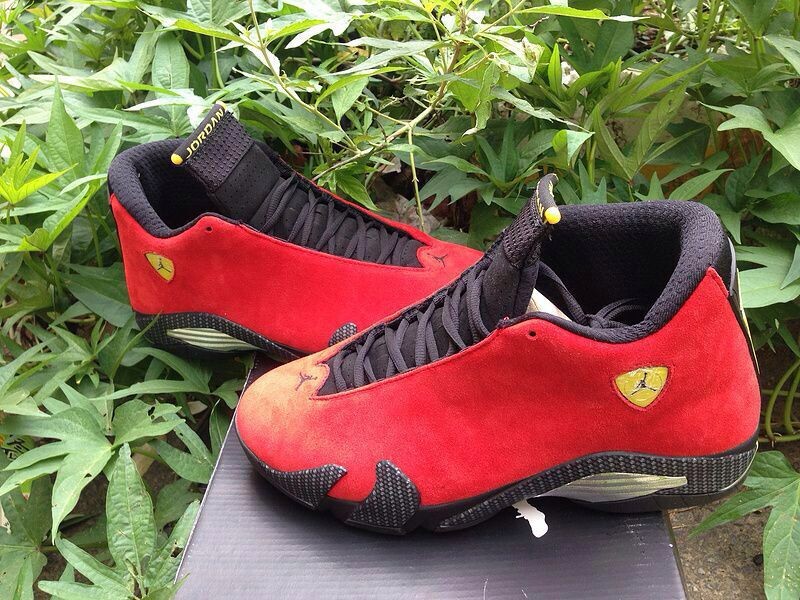 2014 Jordan 14 Ferrari Red Black Gold Shoes 2014 Jordan 14 Ferrari Red Black Gold Shoes