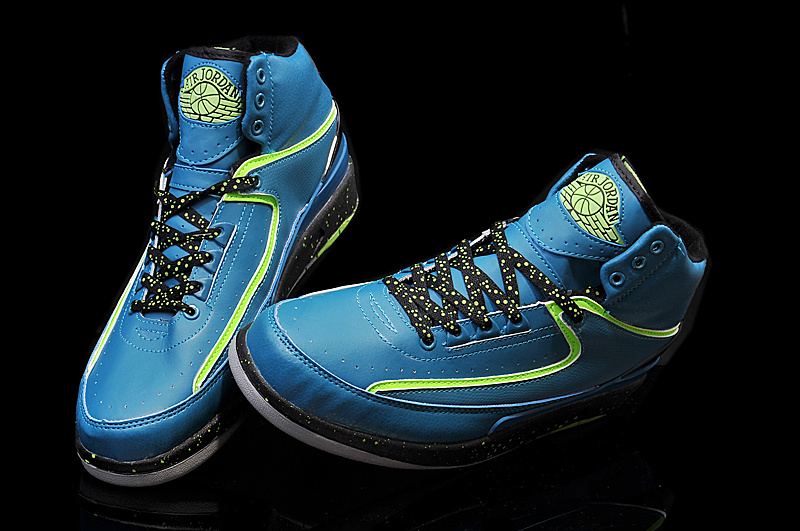 2014 Jordan 2 Retro Blue Black Green Shoes