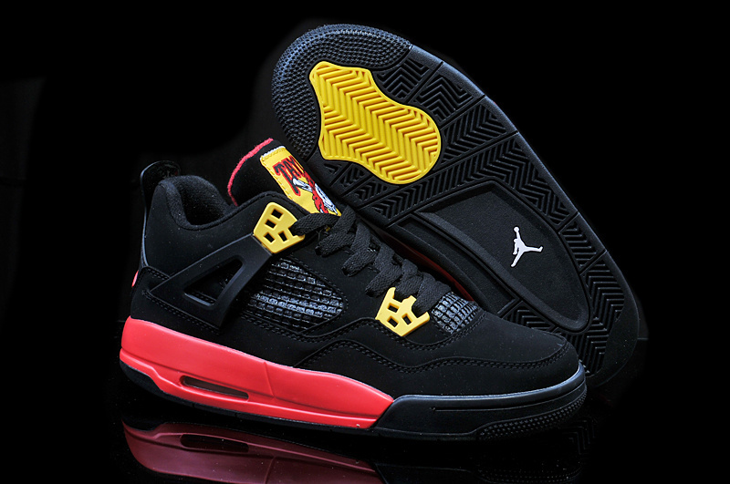 2014 Jordan 4 Retro Pirate Black Yellow Red Shoes - Click Image to Close