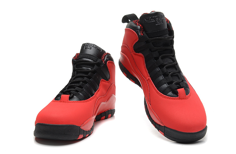 2014 New Jordan 10 Retro Transparent Sole Red Black Shoes - Click Image to Close