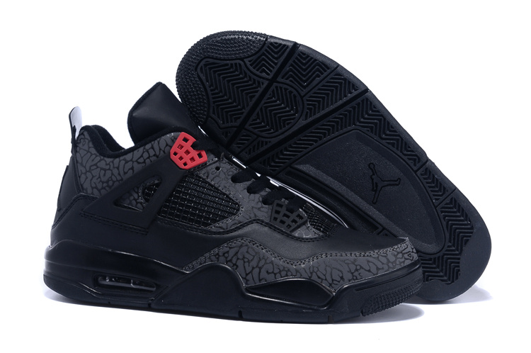 2015 New Air Jordan 4 Follow Print Black Red Shoes
