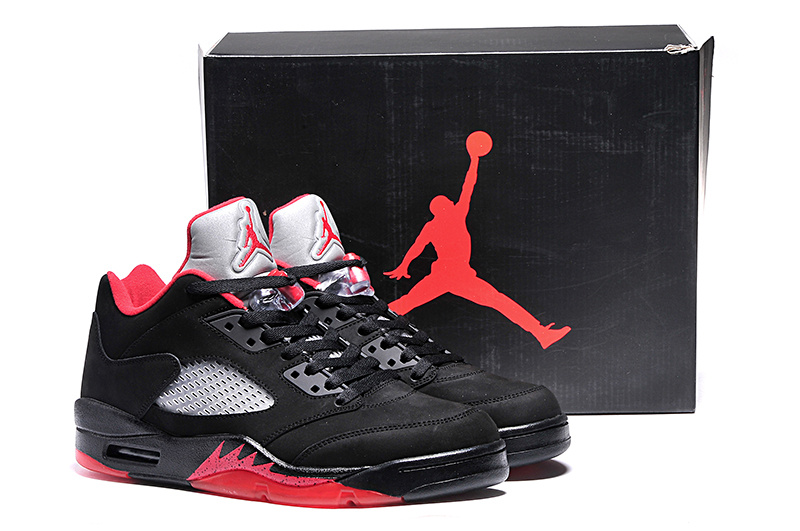 2015 Ai Jordan 5 Retro Low Black Red Shoes