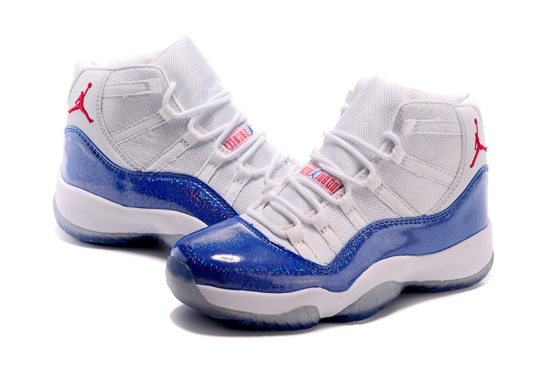 2015 Air Jordan 11 White Blue Shoes For Women