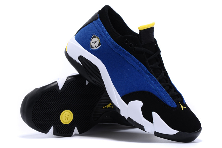 2015 Air Jordan 14 Low Blue Black White Shoes - Click Image to Close