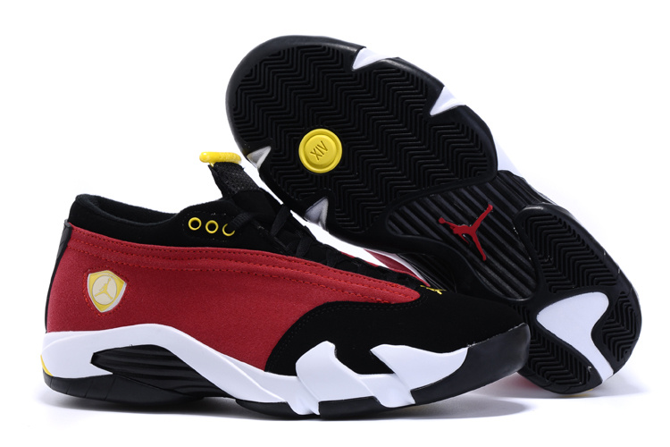 2015 Air Jordan 14 Low Red Black White Yellow Shoes