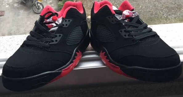 2015 Air Jordan 5 Retro Low Black Fire Red Shoes - Click Image to Close