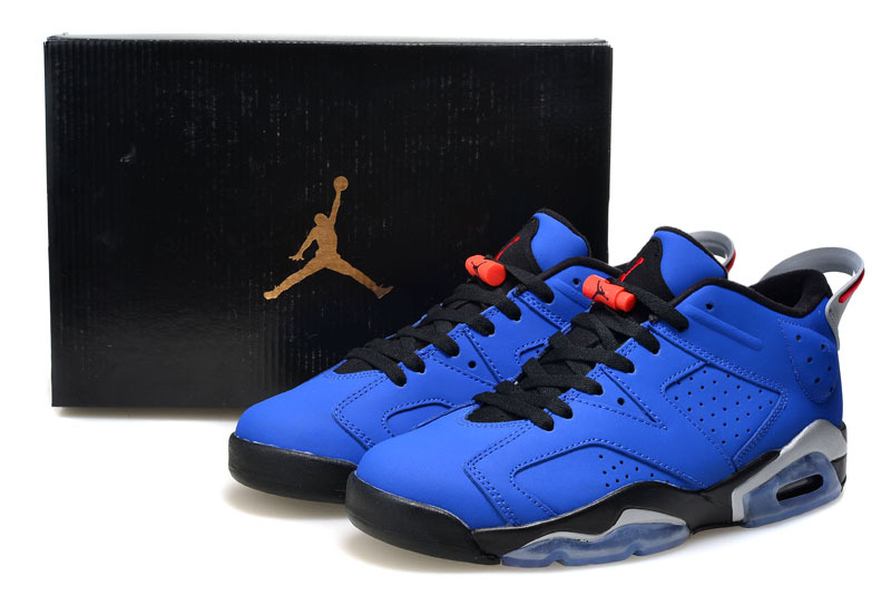 2015 Air Jordan 6 Low Blue Black Shoes