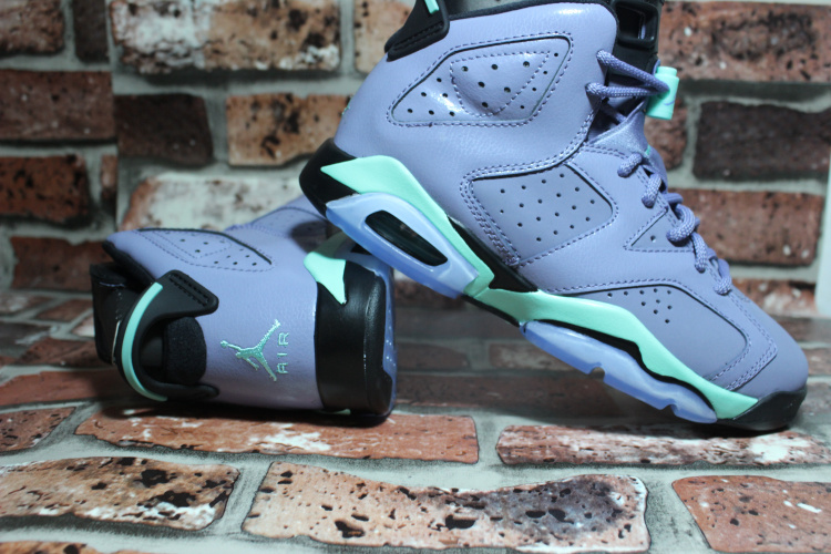 2015 Women Air Jordan 6 Retro GS Grey Green Shoes