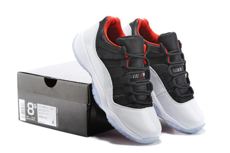 Latest Air Jordan 11 Low Black White Red Shoes - Click Image to Close
