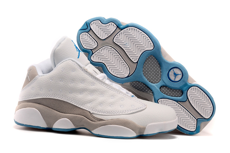 2015 Jordan 13 Low White Grey Blue Shoes