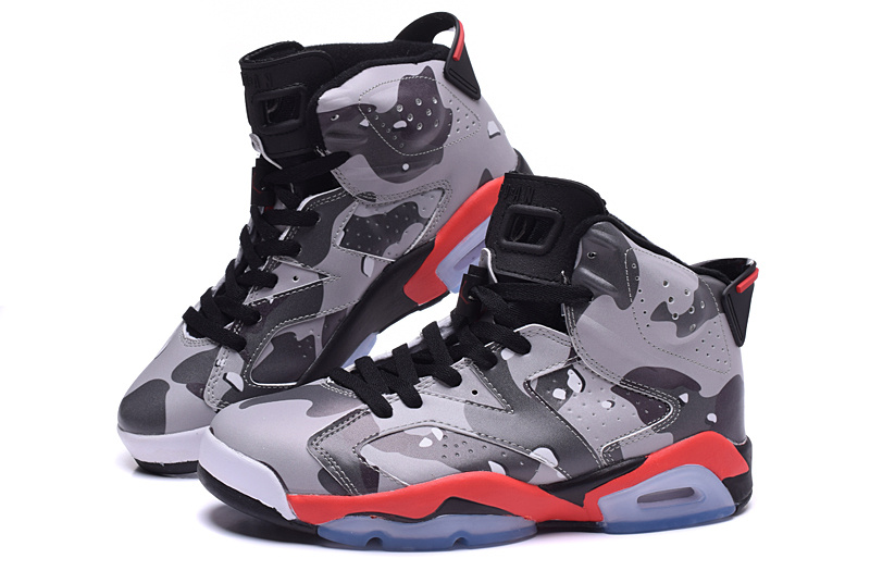 2015 Women's Jordan 6 Army Grey Red Black Shoes