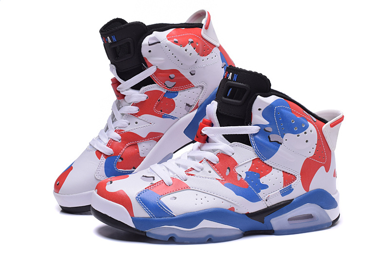 2015 Jordan 6 White Red Blue Shoes