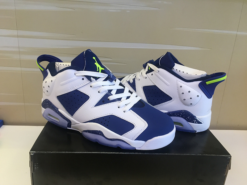 Latest Air Jordan 6 Low White Blue Fluorscent Shoes - Click Image to Close