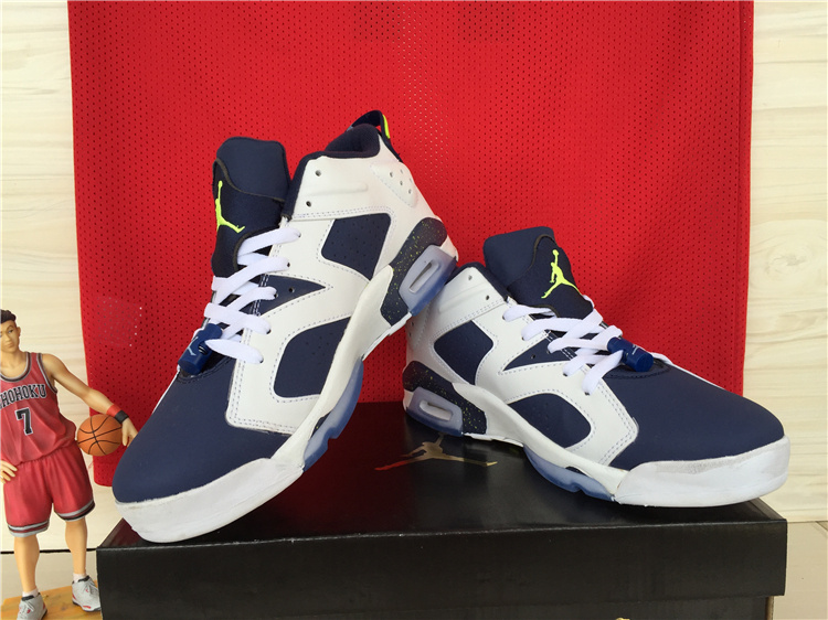 Latest Air Jordan 6 Low White Deep Blue Shoes - Click Image to Close