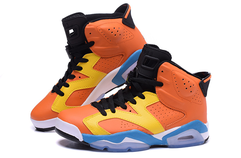 2015 Jordan 6 OG Orange Yellow Blue Shoes