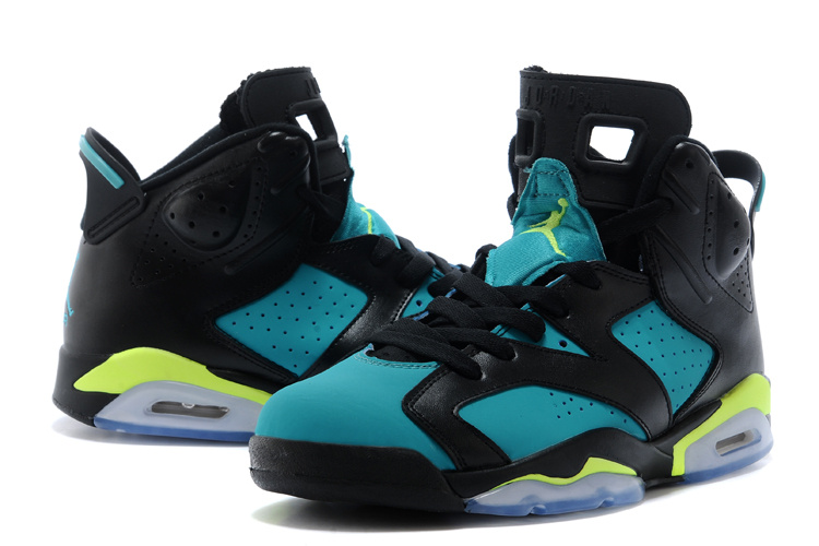 2015 Original Air Jordan 6 Retro Black Blue Fluorscent Women Shoes - Click Image to Close