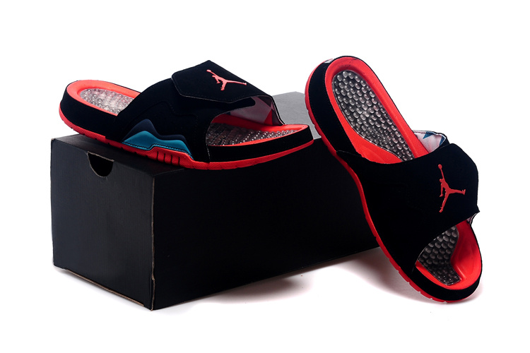 2015 Jordan 7 Hydro Hare Black Red Sandal For Women