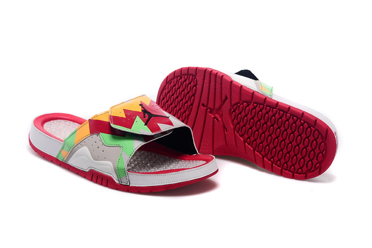 2015 Jordan 7 Hydro Red Orange Green Grey Sandal