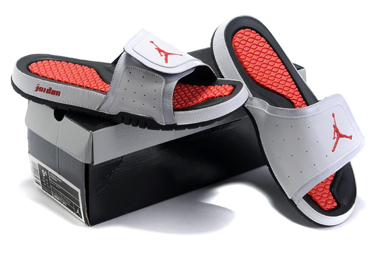 2015 Jordan Hydro 2 White Red Black Sandal - Click Image to Close