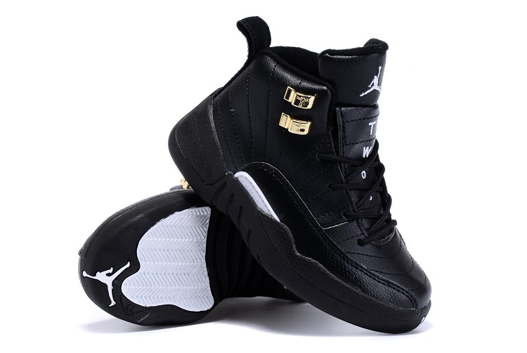 2015 Kids Air Jordan 12 Retro All Black 