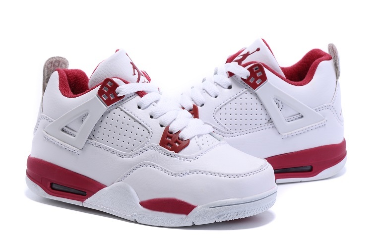 2015 Kids Air Jordan 4 Retro White Red Shoes - Click Image to Close