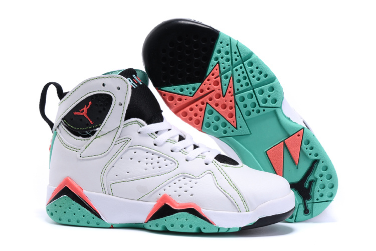 2015 Kids Air Jordan 7 Retro White Black Red Green Shoes - Click Image to Close