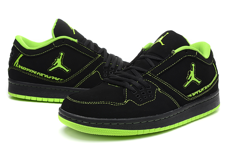 2015 New Air Jordan 1 Low Black Green Shoes