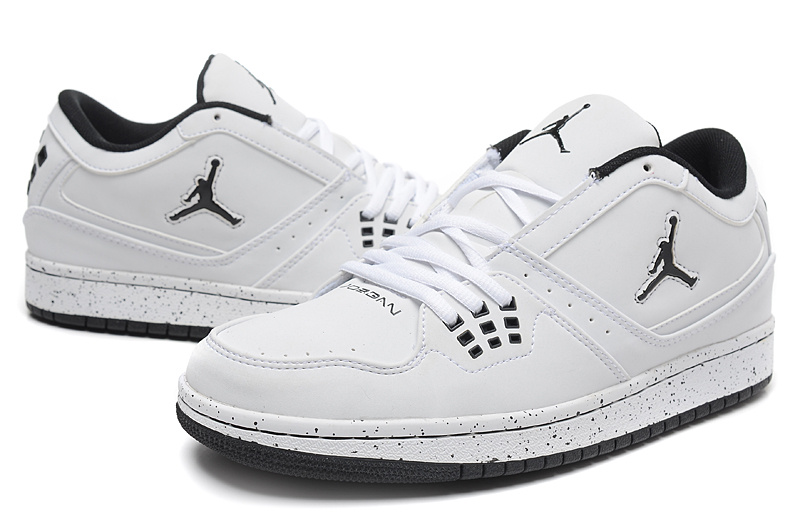 2015 New Air Jordan 1 Low White Black Jumpman Shoes