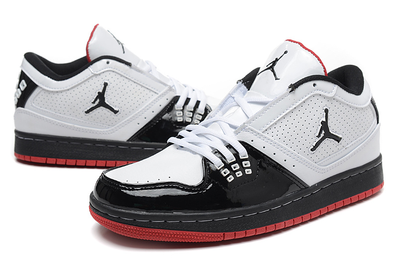 2015 New Air Jordan 1 Low White Black Red Shoes