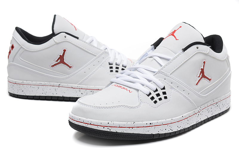 2015 New Air Jordan 1 Low White Red Jumpman Shoes