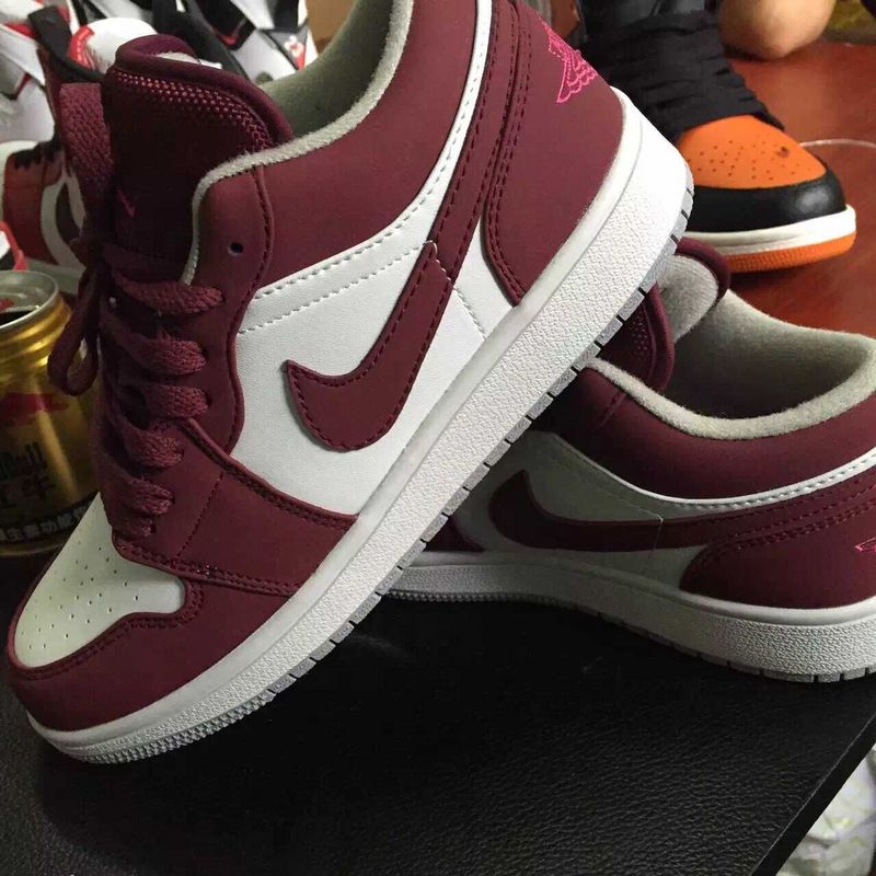 2015 New Air Jordan 1 Retro White Wine Red Shoes