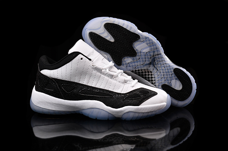 2015 New Air Jordan 11 Retro Low White Black Shoes