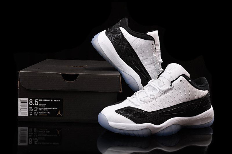 2015 New Air Jordan 11 Retro Low White Black Shoes