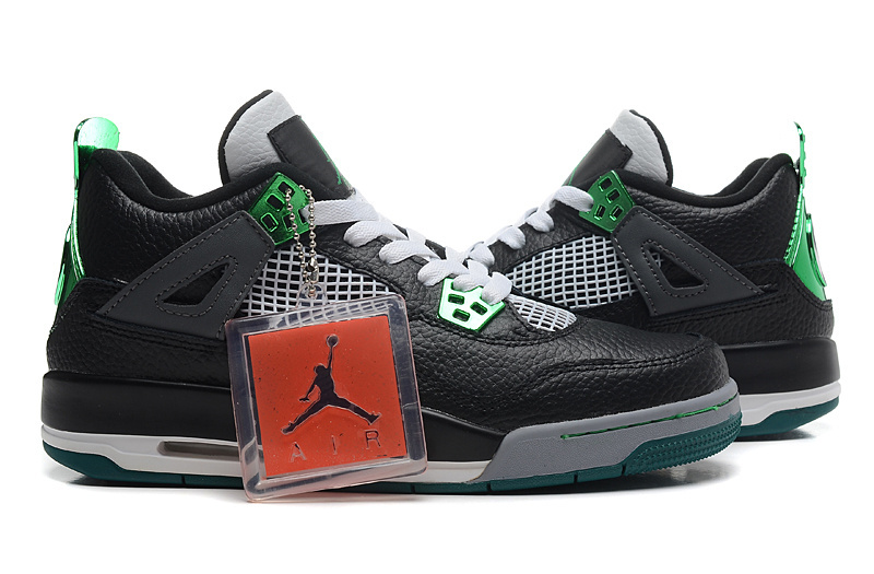 2015 New Air Jordan 4 Black Green Shoes - Click Image to Close