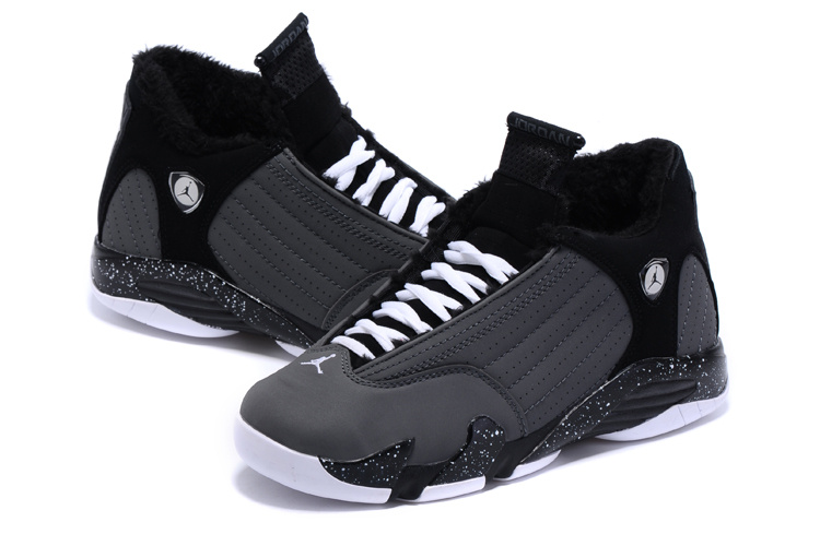 2015 New Lover Air Jordan 14 Retro Wool Black Grey Shoes