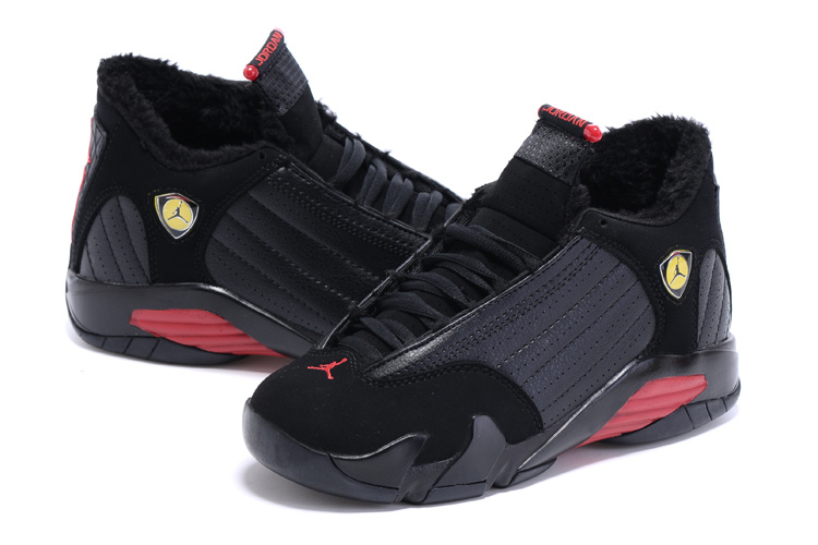 2015 New Lover Air Jordan 14 Retro Wool Black Red Shoes