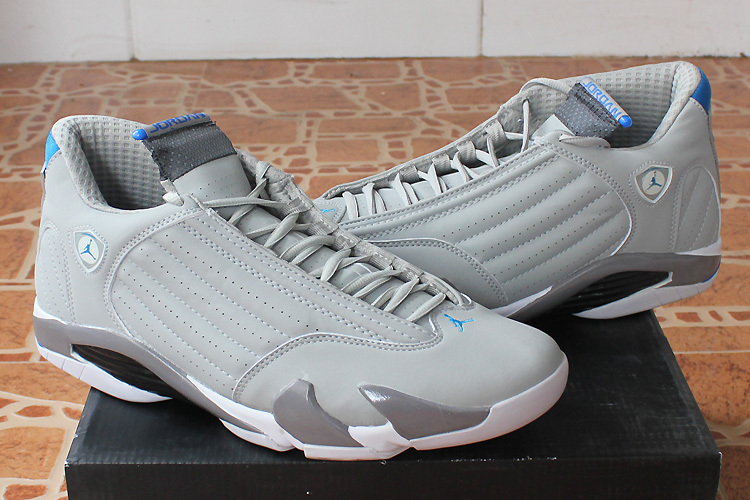 2015 Original Jordan 14 White Grey Shoes - Click Image to Close